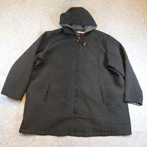 Woman Within Coat Women 3X/4X? Black Quilted Hooded Full Zip Long Sleeve Pockets